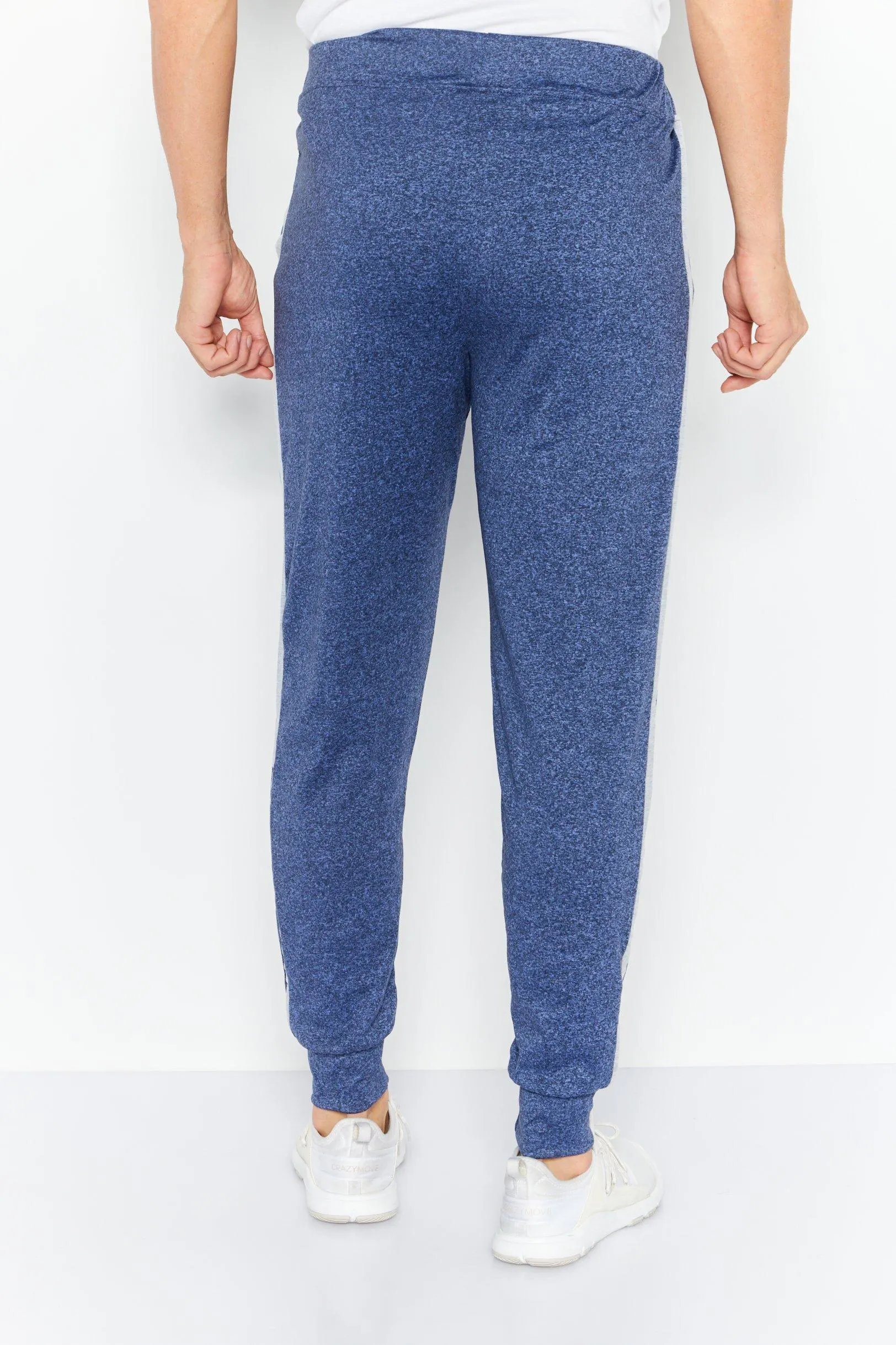 Men Heather Pull On Jogger Pants, Navy Blue/Grey