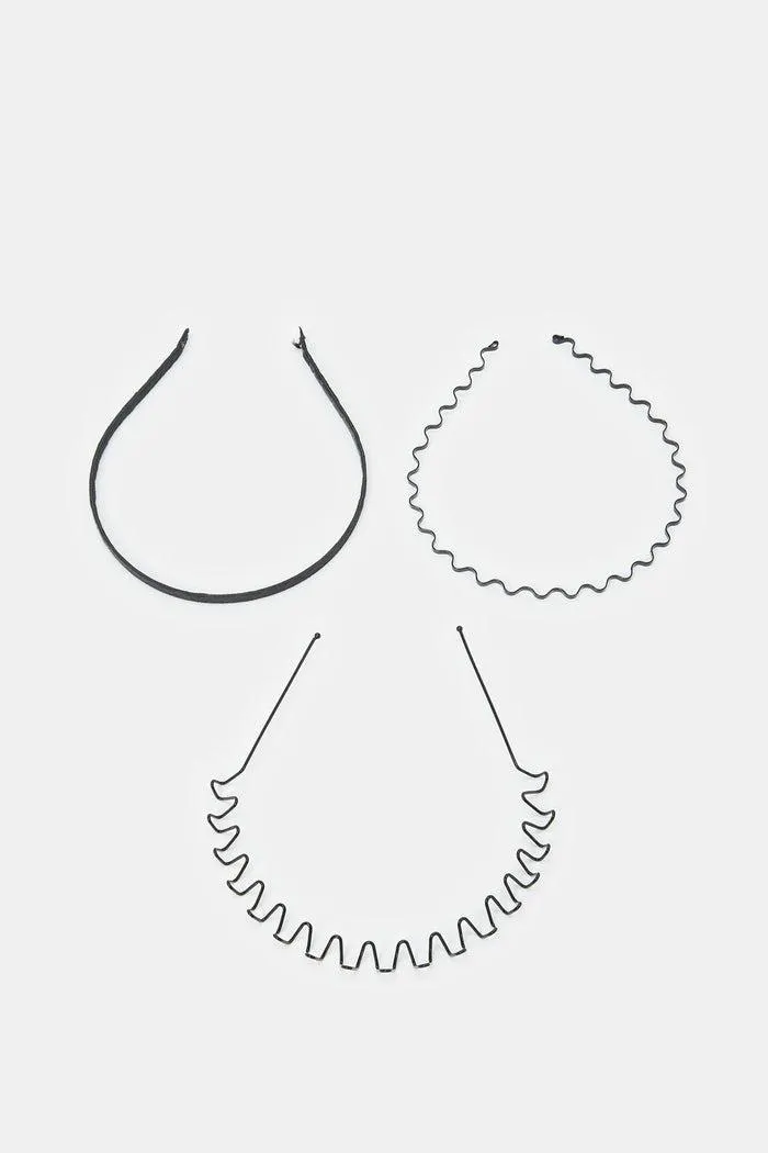 Women Black Embellished Headbands (Pack of 3)