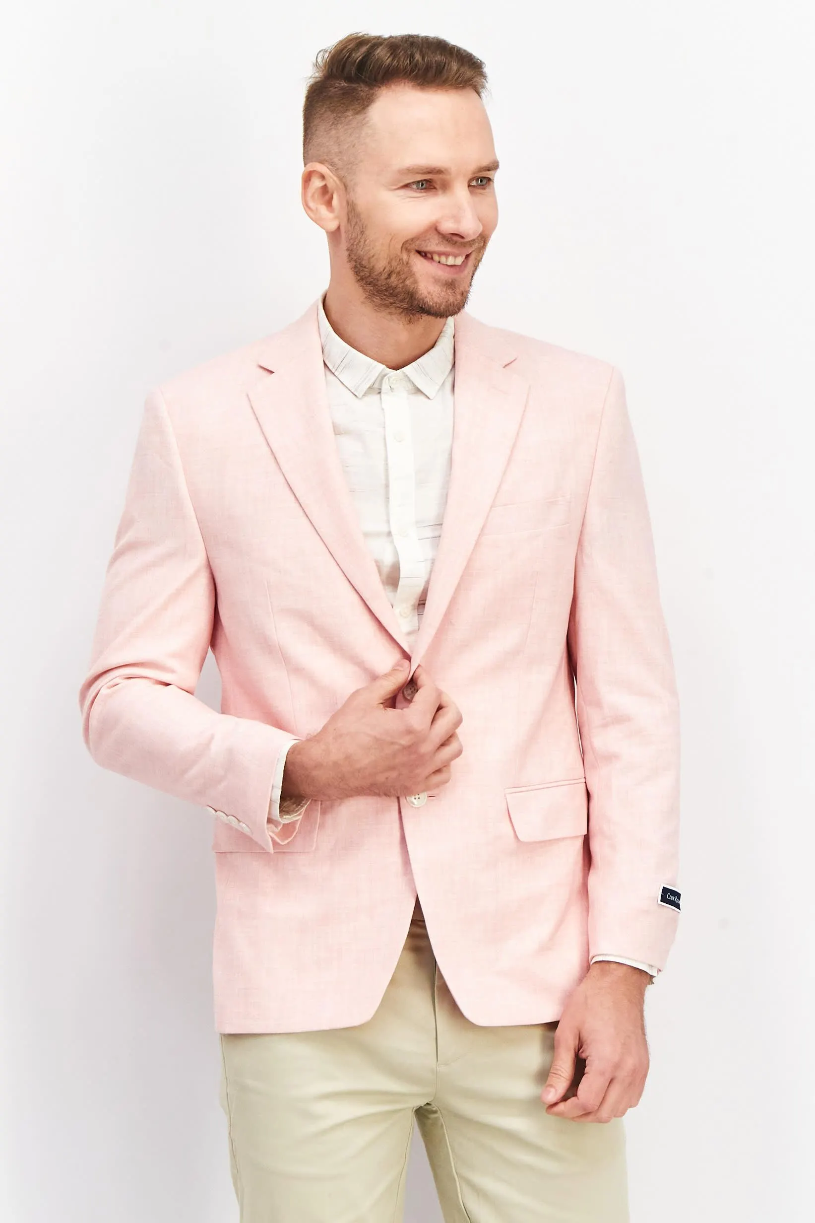 Men Classic Fit Plain Blazer, Pink