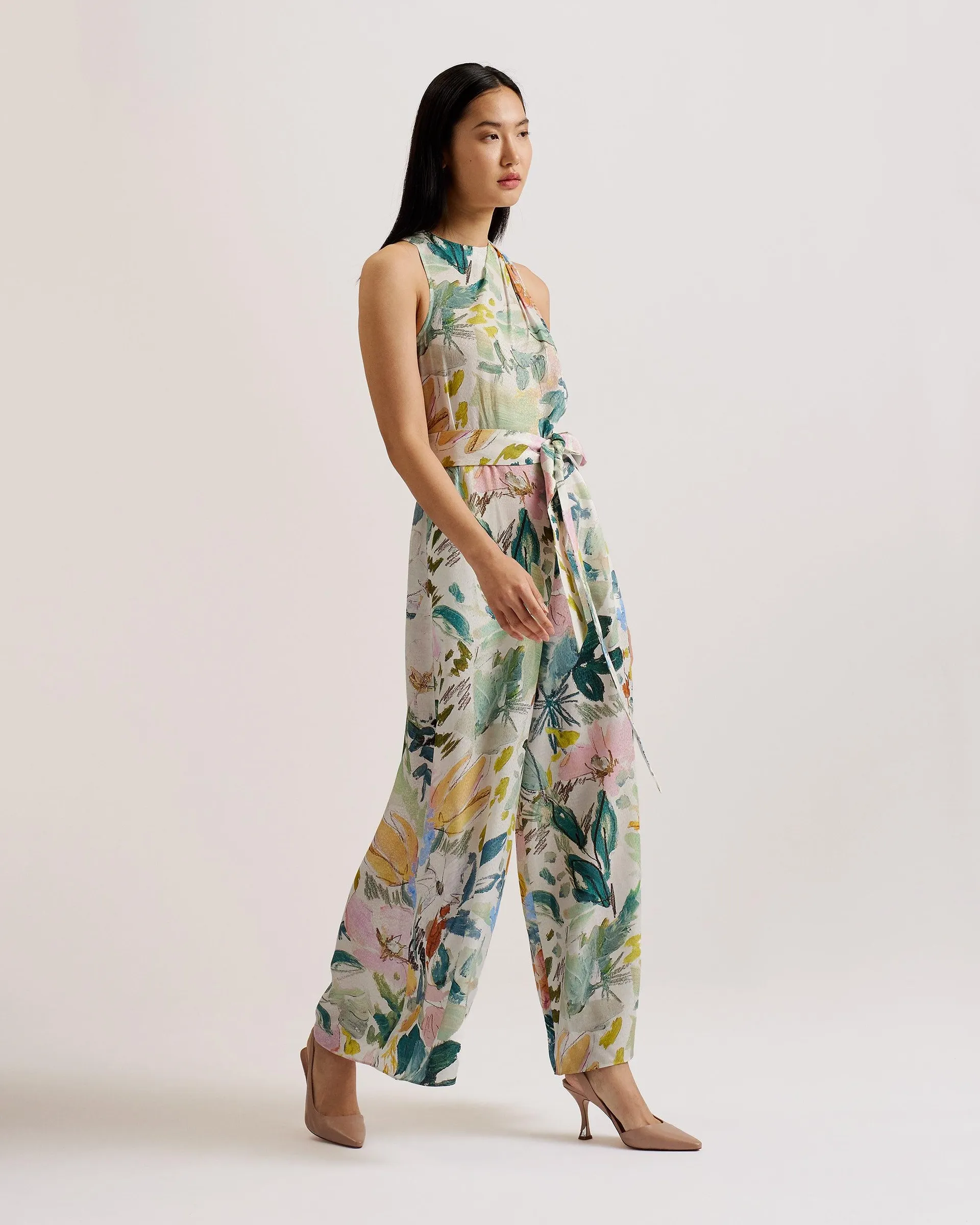 Laylas Printed Halterneck Jumpsuit Ivory