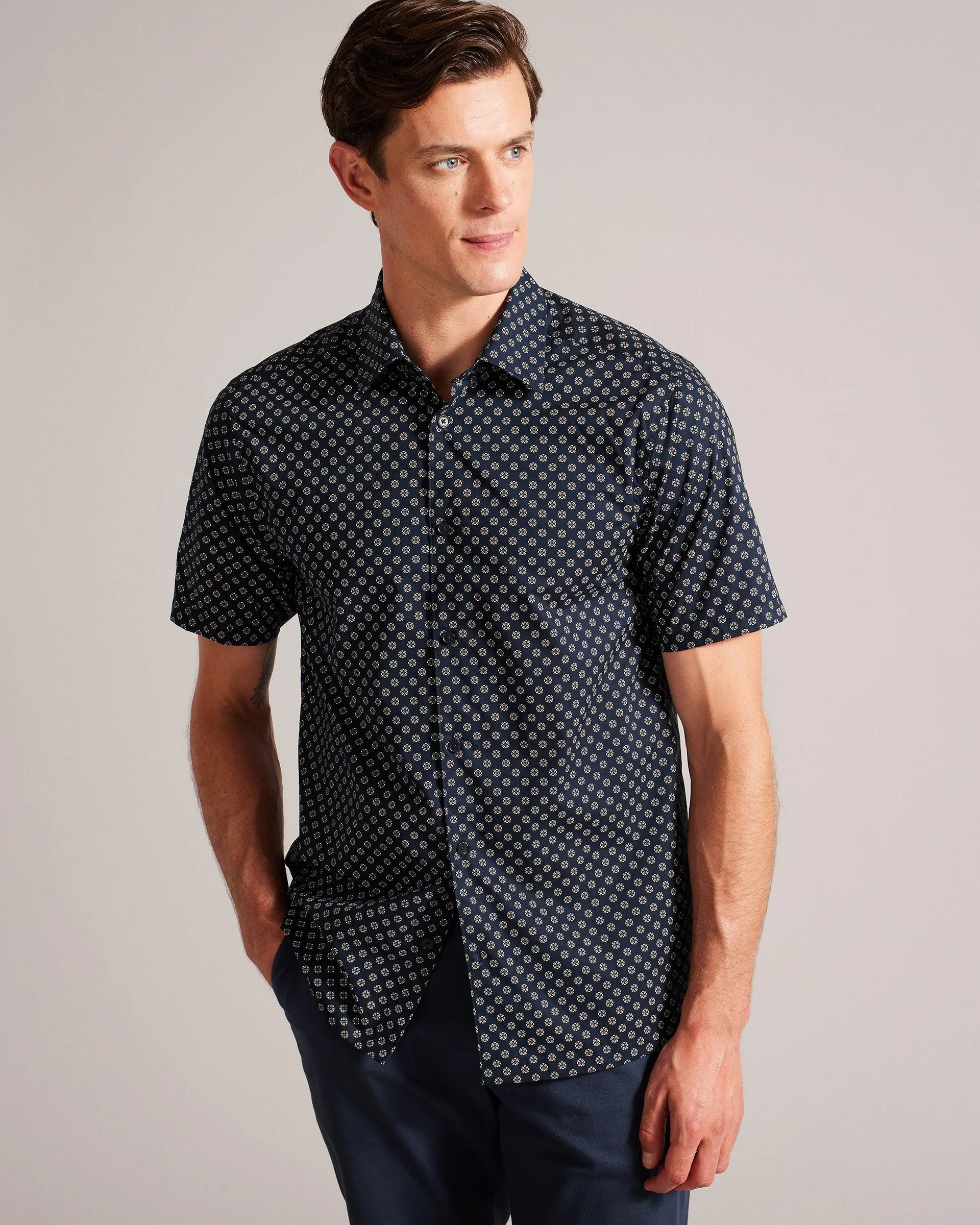 Short Sleeve Geometric Print Shirt