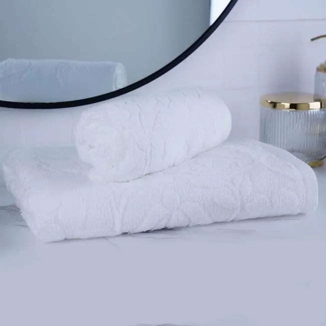 wesley jacquard hand towel 50x90cm-white