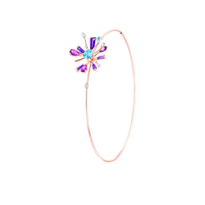 Fireworks Flare Semi Precious Hoop Earrings in 18K Rose Gold