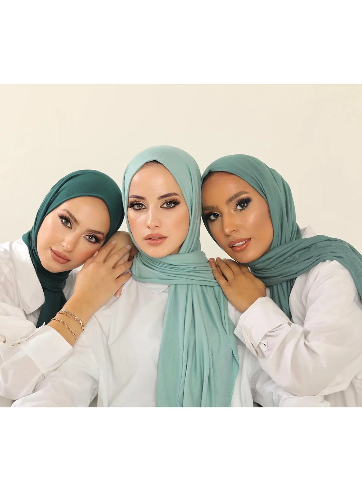 Advantage 3 Piece Luxury Combed Cotton Shawl Coral Green Petrol Blue Green Turquoise