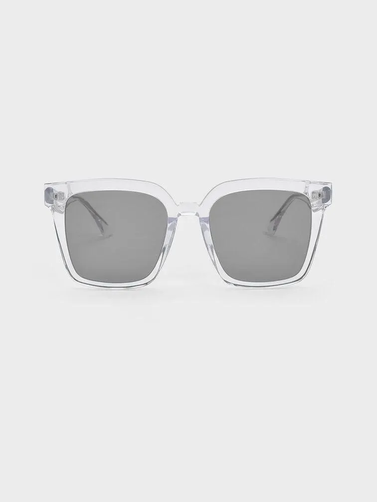Recycled Acetate Classic Butterfly Sunglasses - Clear