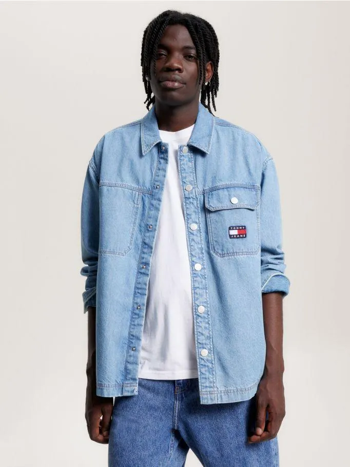 Essential Faded Denim Casual Overshirt