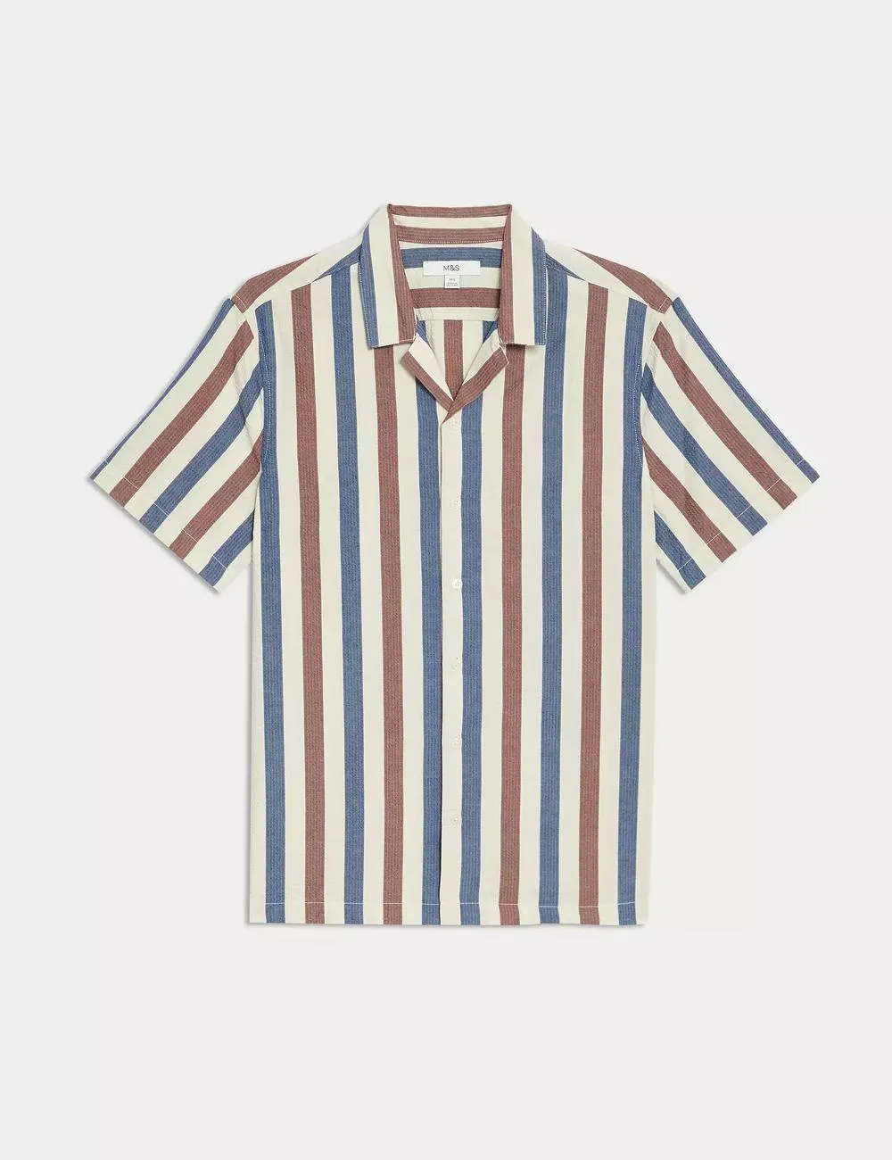 Easy Iron Pure Cotton Seersucker Striped Shirt