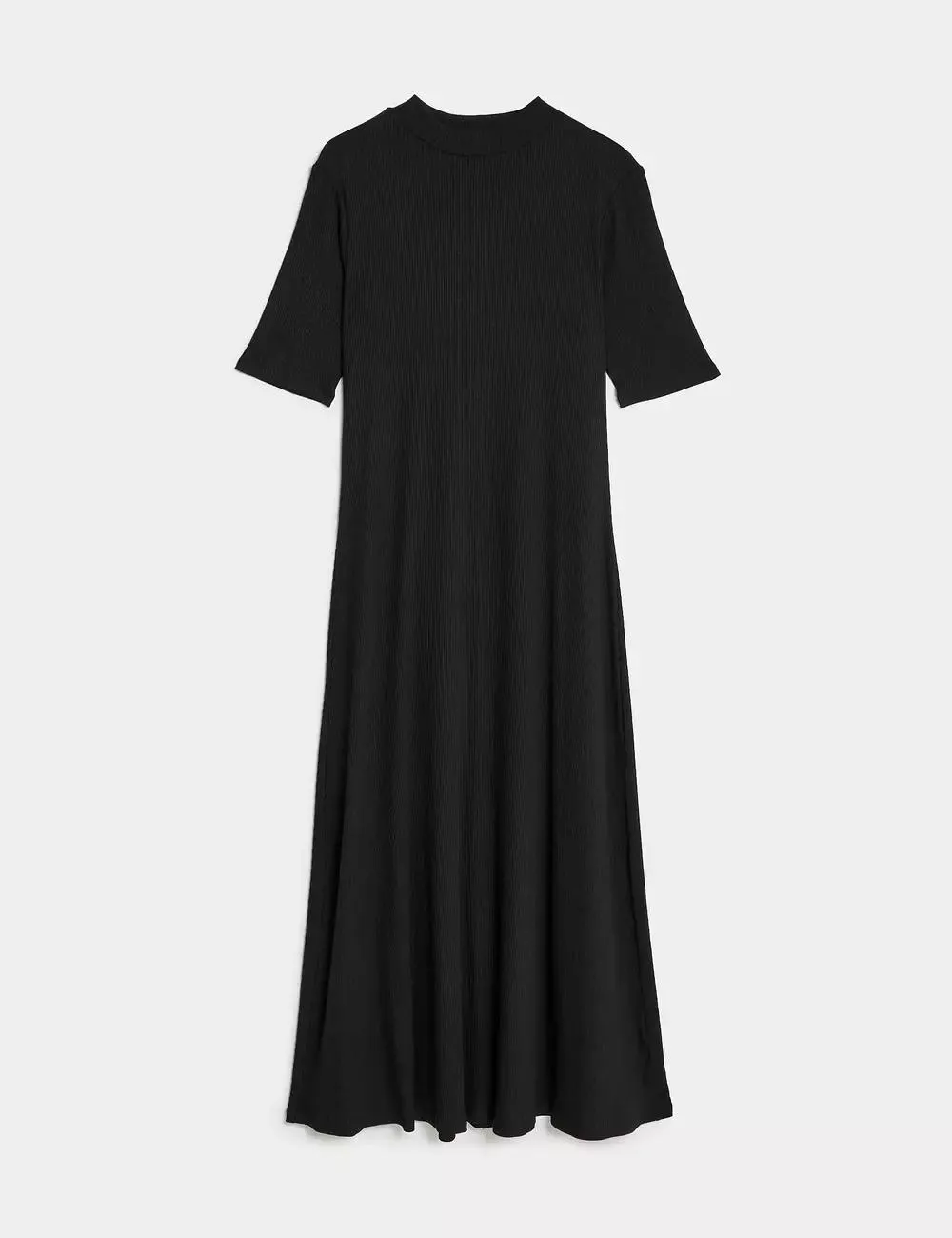 Jersey Ribbed Funnel Neck Maxi Column Dress