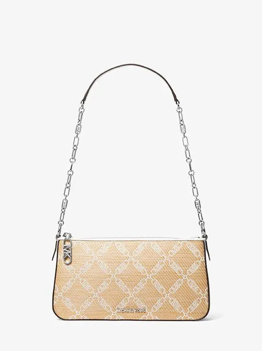 Empire Medium Straw Chain-Link Shoulder Bag