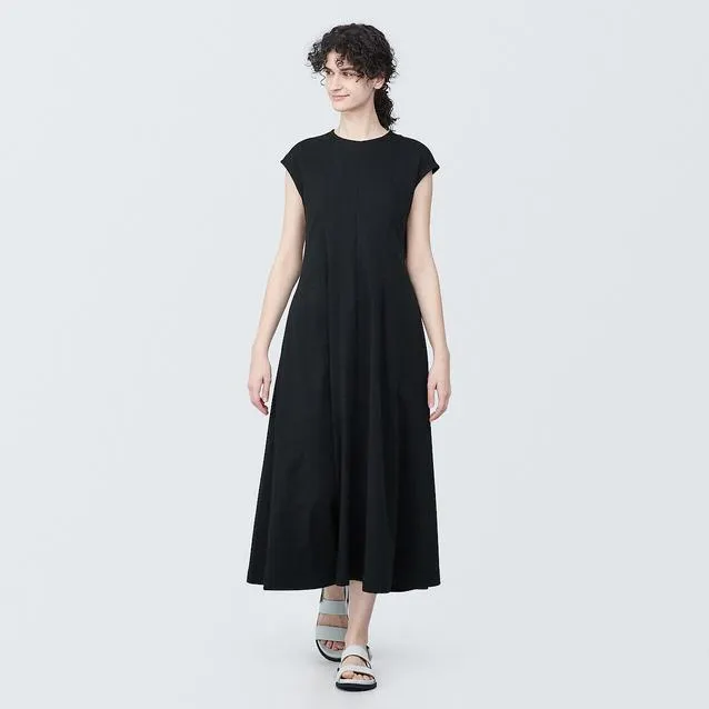 Sweat Stain Protection Short Sleeve Flared Dress