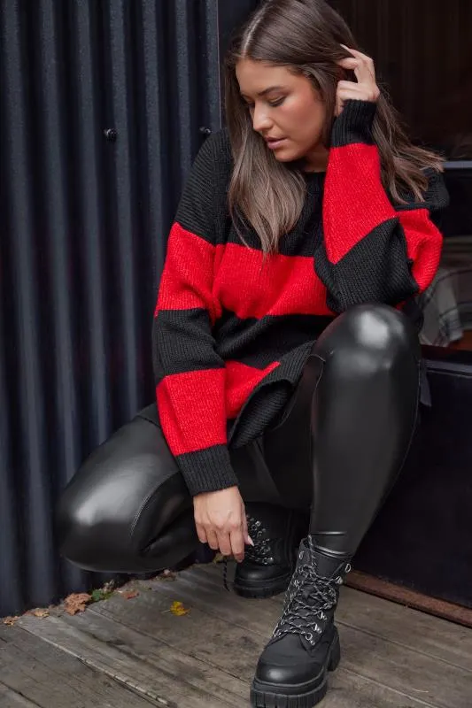 YOURS Curve Red Stripe Knitted Jumper