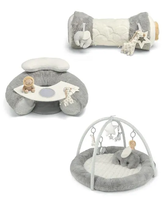 Welcome to the World 3 Piece Elephant Playmat Bundle - Grey