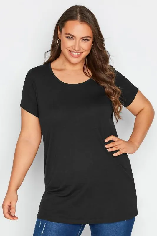 YOURS Curve Black Longline T-Shirt
