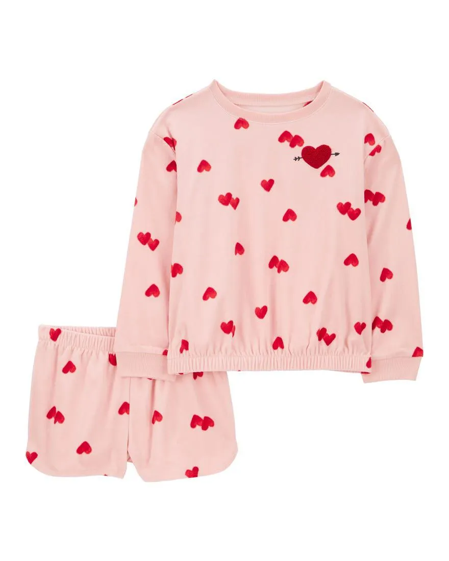 2-Piece Heart Fleece Pajamas