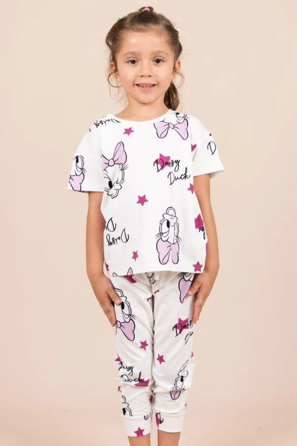 Girls White Daisy PJ