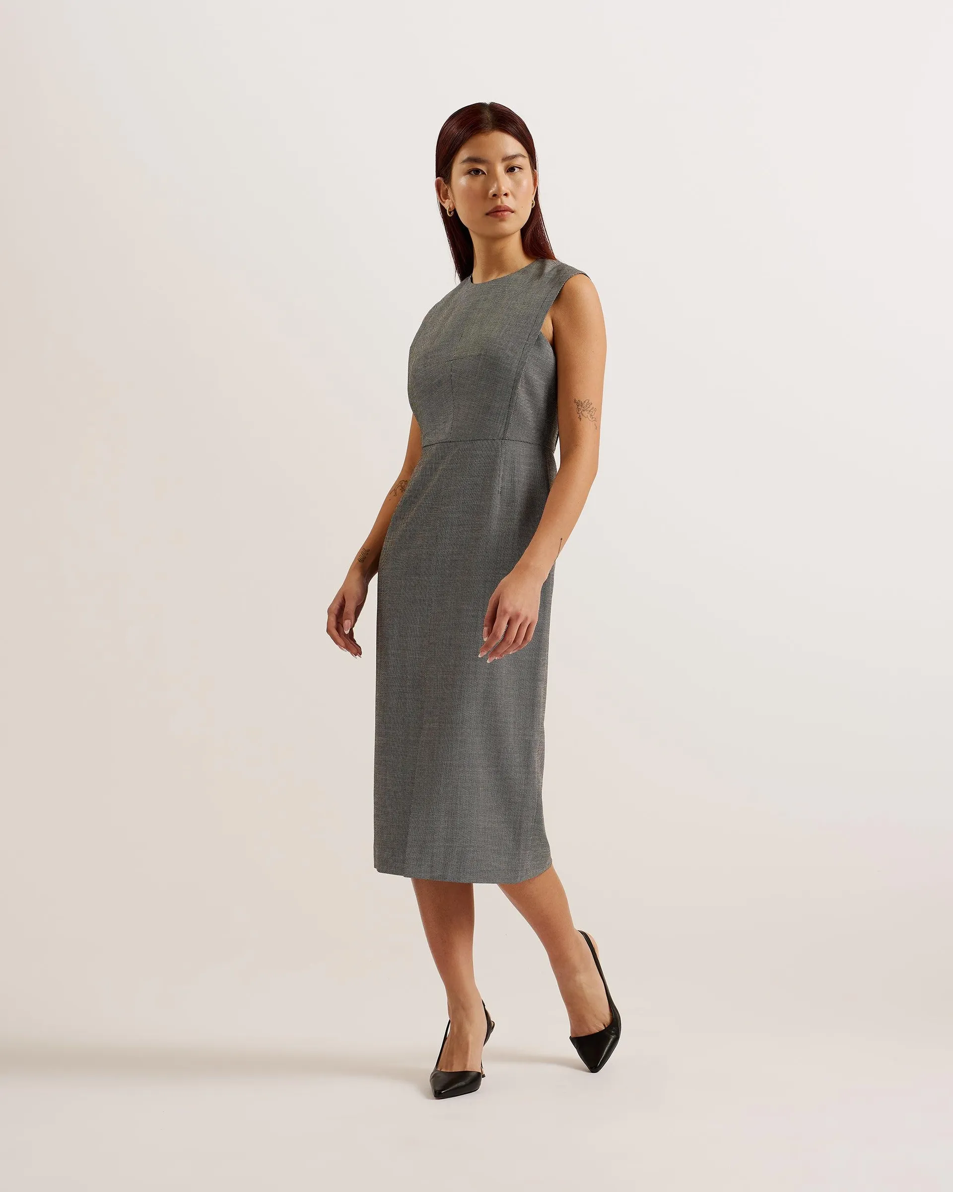 Yutakad Tailored Midi Dress With Front Split Black