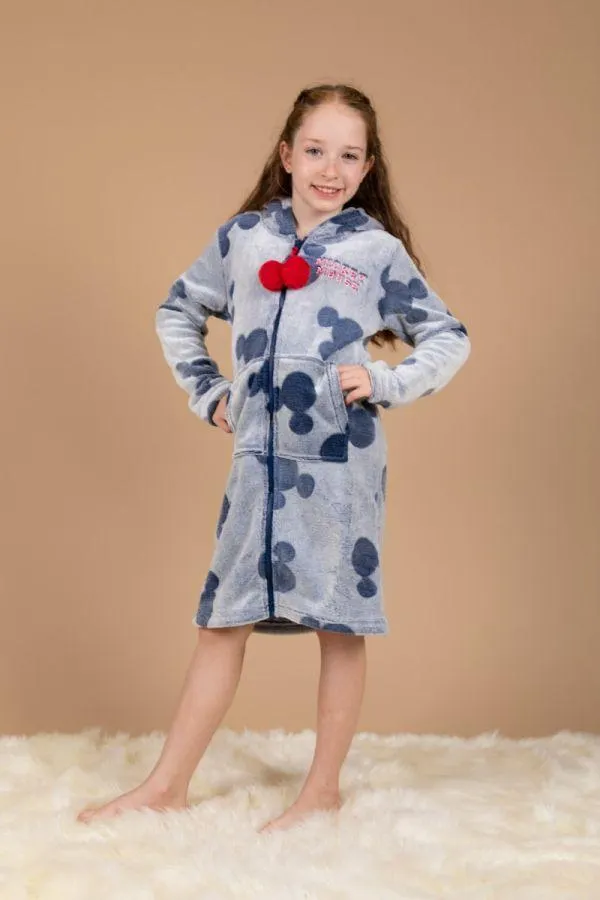 Girls Navy Burn Out Mickey Head Zip Up