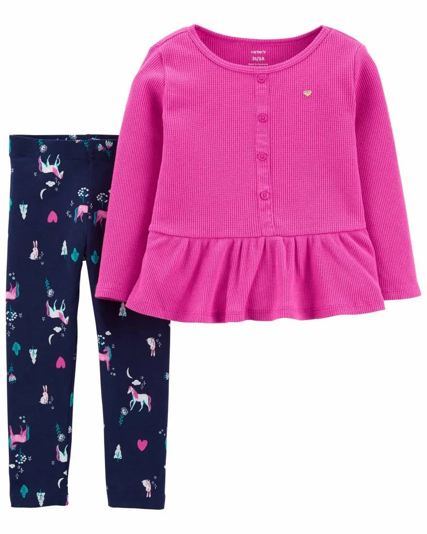 2-Piece Fleece Unicorn Top & Legging Set