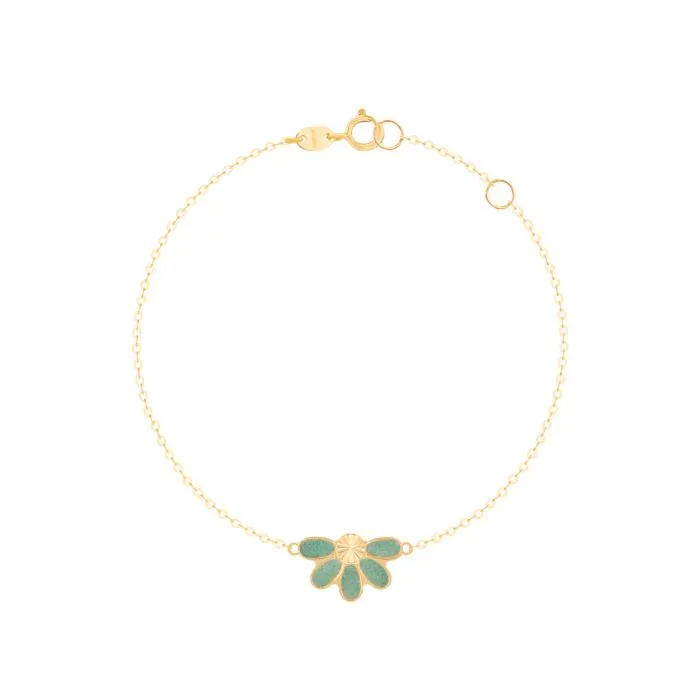 Damas Children's Half Flower Coloured Mother Of Pearl Bracelet In 18K Yellow Gold
