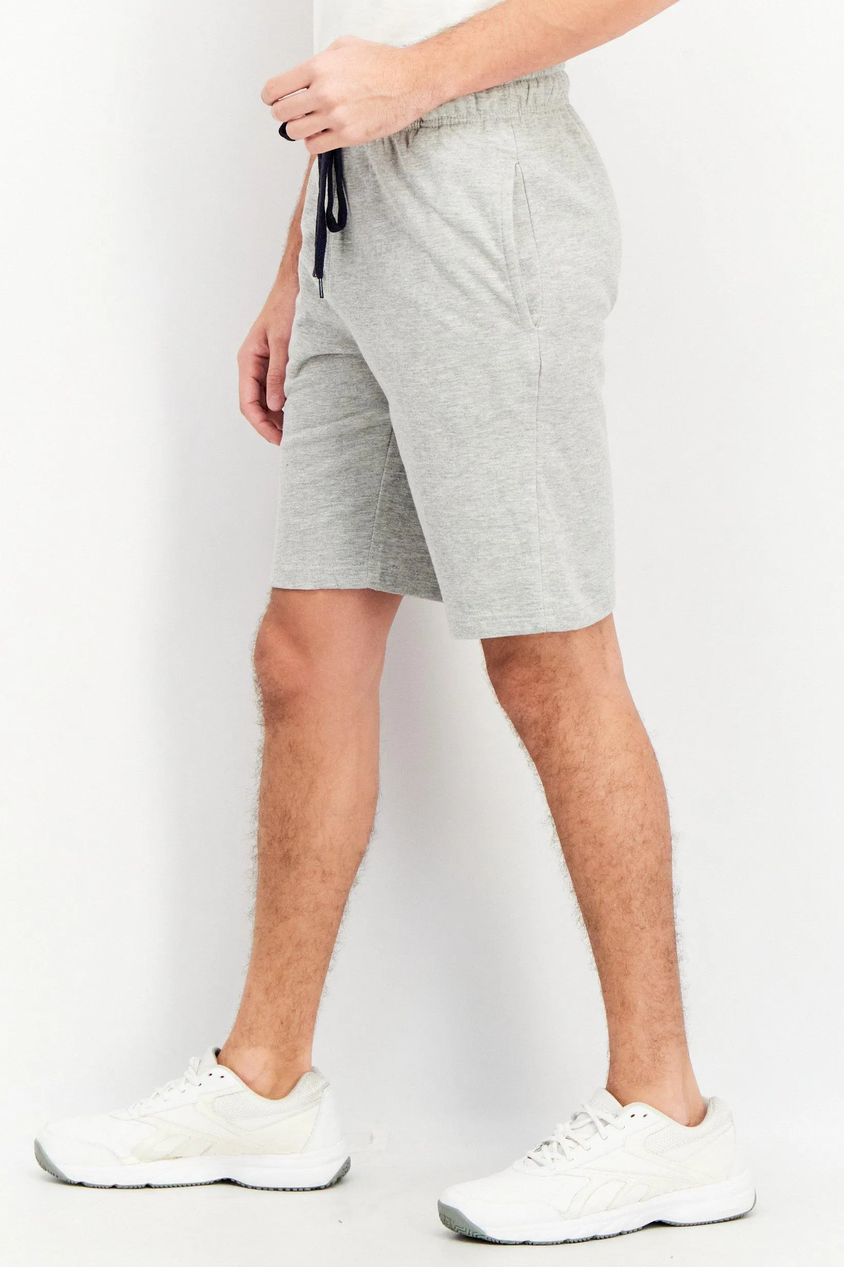 Men Sportswear Fit Drawstring Shorts, Heather Grey