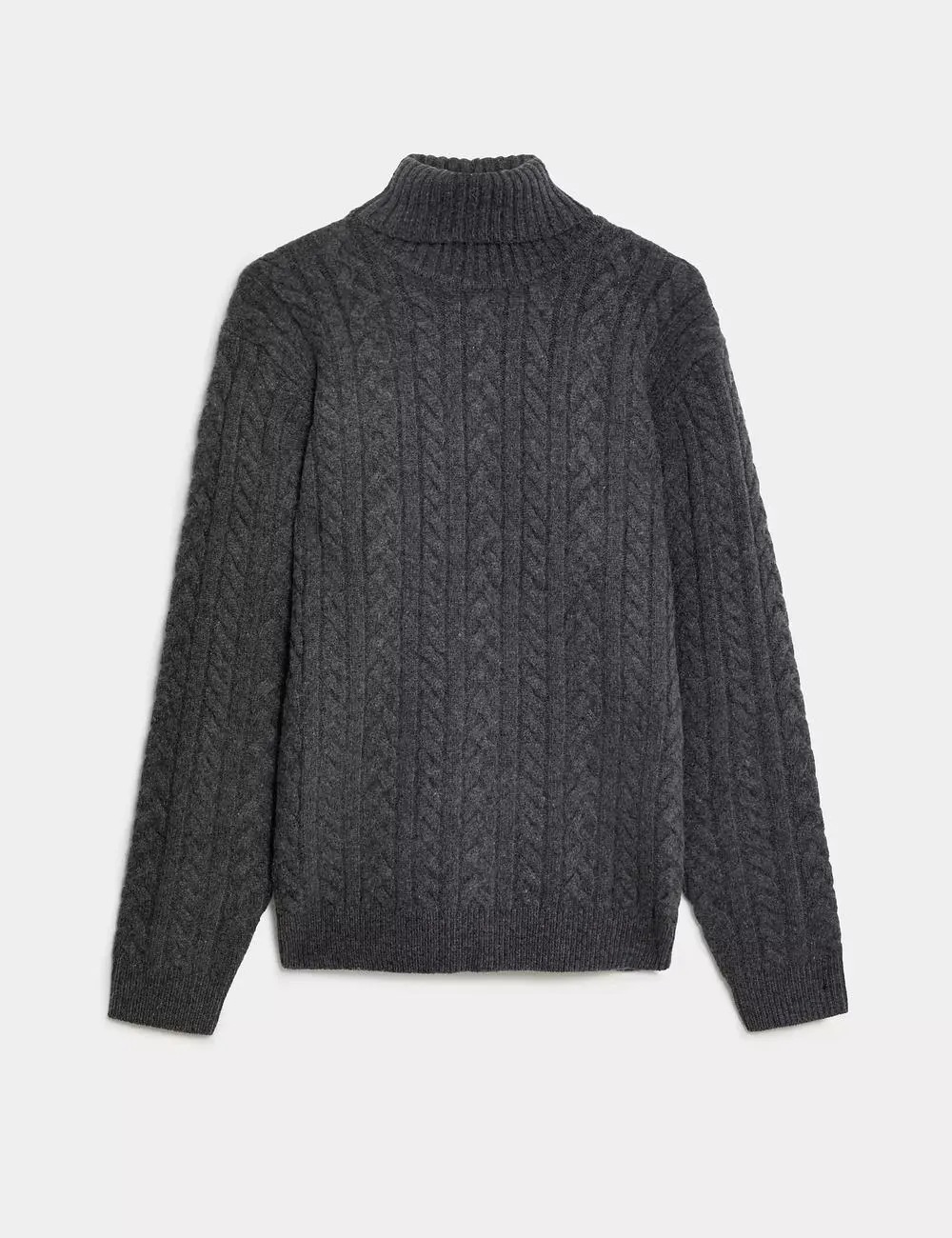 Pure Lambswool Cable Roll Neck Jumper