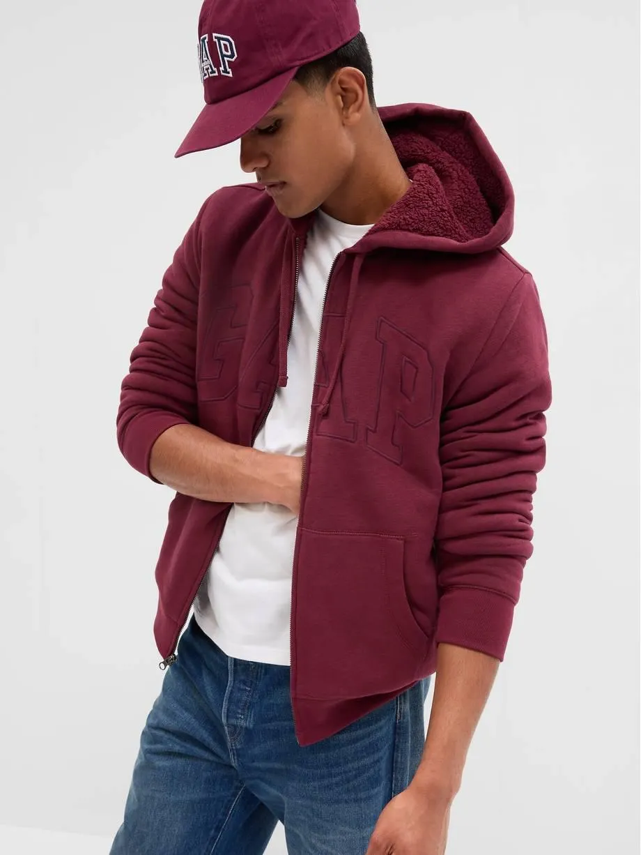 Gap Logo Sherpa-Lined Zip Hoodie