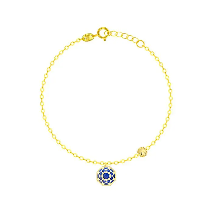 Amelia Marrakesh 18k Yellow Gold Bracelet with Blue and Green Mother of Pearl
