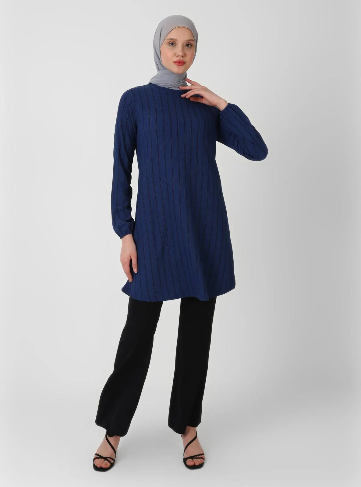 Dark Blue - Stripe - Crew neck - Tunic