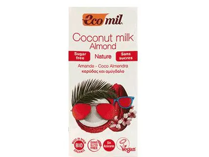 Ecomil Organic Coconut Milk Almond Sugar Free 1L, Gluten free, Vegan