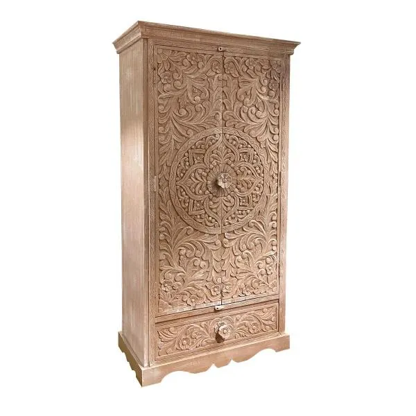 Carved 2DR 1DRW Cabinet (MCB200720-007)