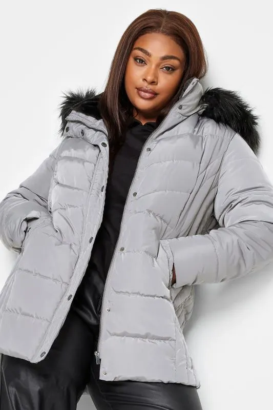 YOURS Curve Grey Puffer Coat