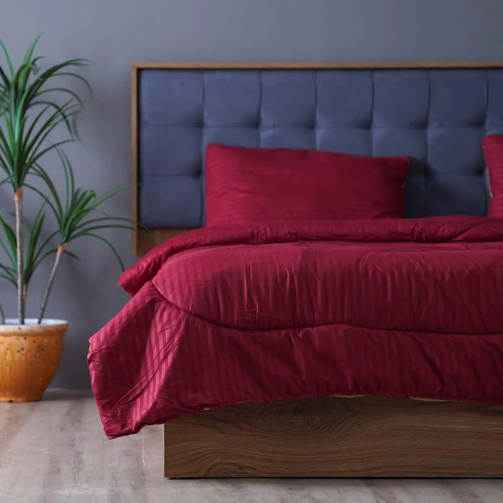 Urbane 3Pc Reversible Comforter Set - Single - Sage/Maroon