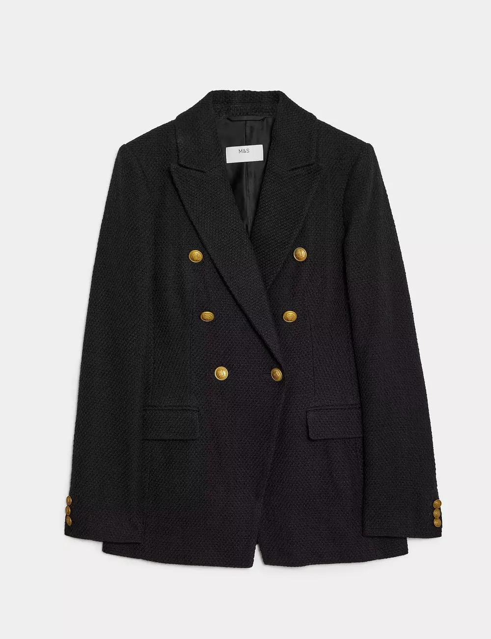 Pure Cotton Tweed Double Breasted Blazer