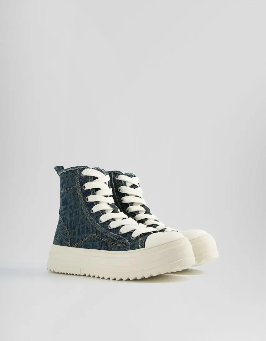 Men’s denim high-top trainers