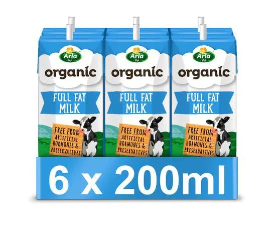 Arla Organic Full Fat Milk - 6 x 200ml