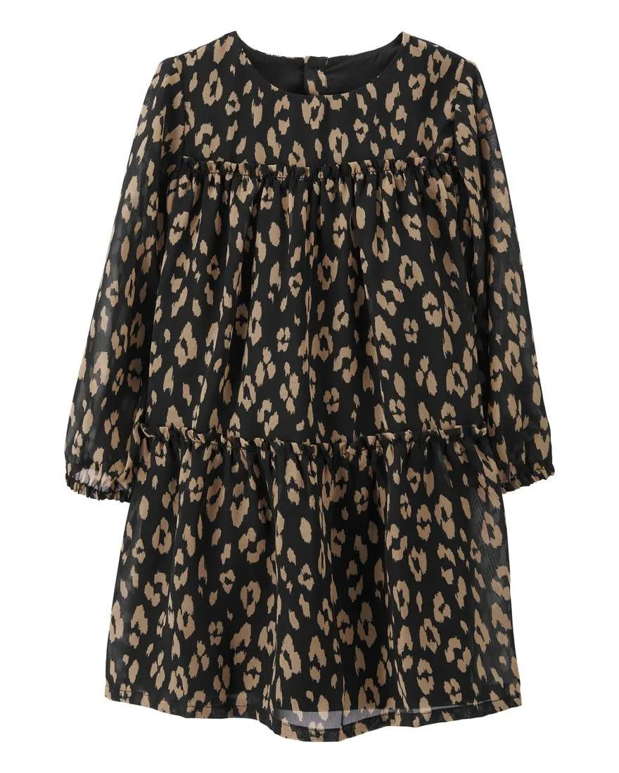 Leopard Print Long Sleeve Dress
