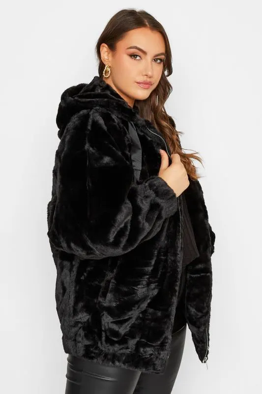 YOURS Curve Black Faux Fur Oversized Jacket