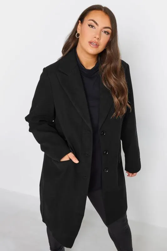 YOURS Curve Black Midi Formal Coat