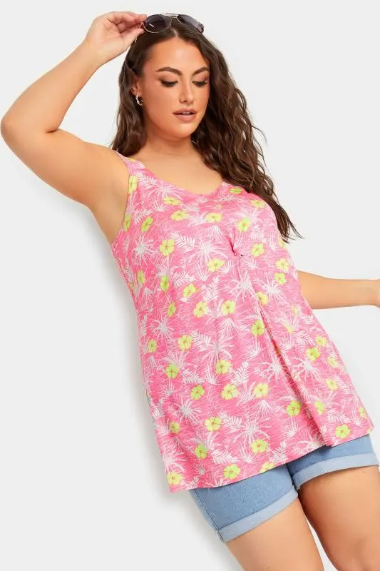 YOURS Curve Pink Tropical Print Vest Top