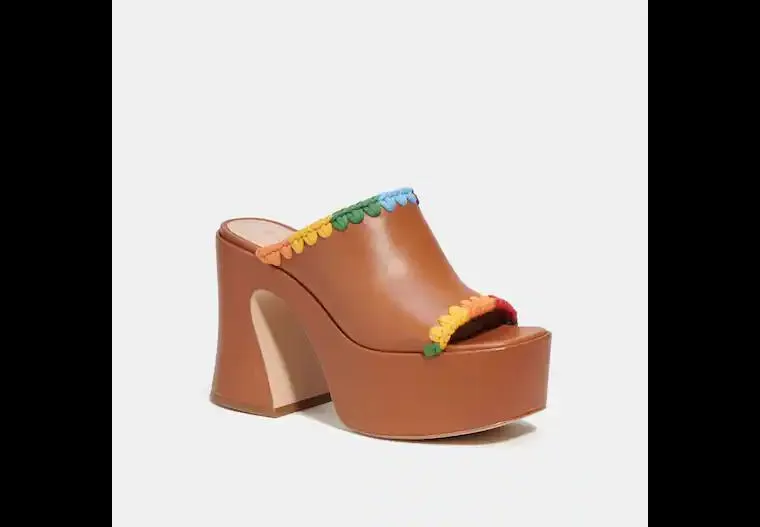 Bobi Platform Sandal With Rainbow Crochet