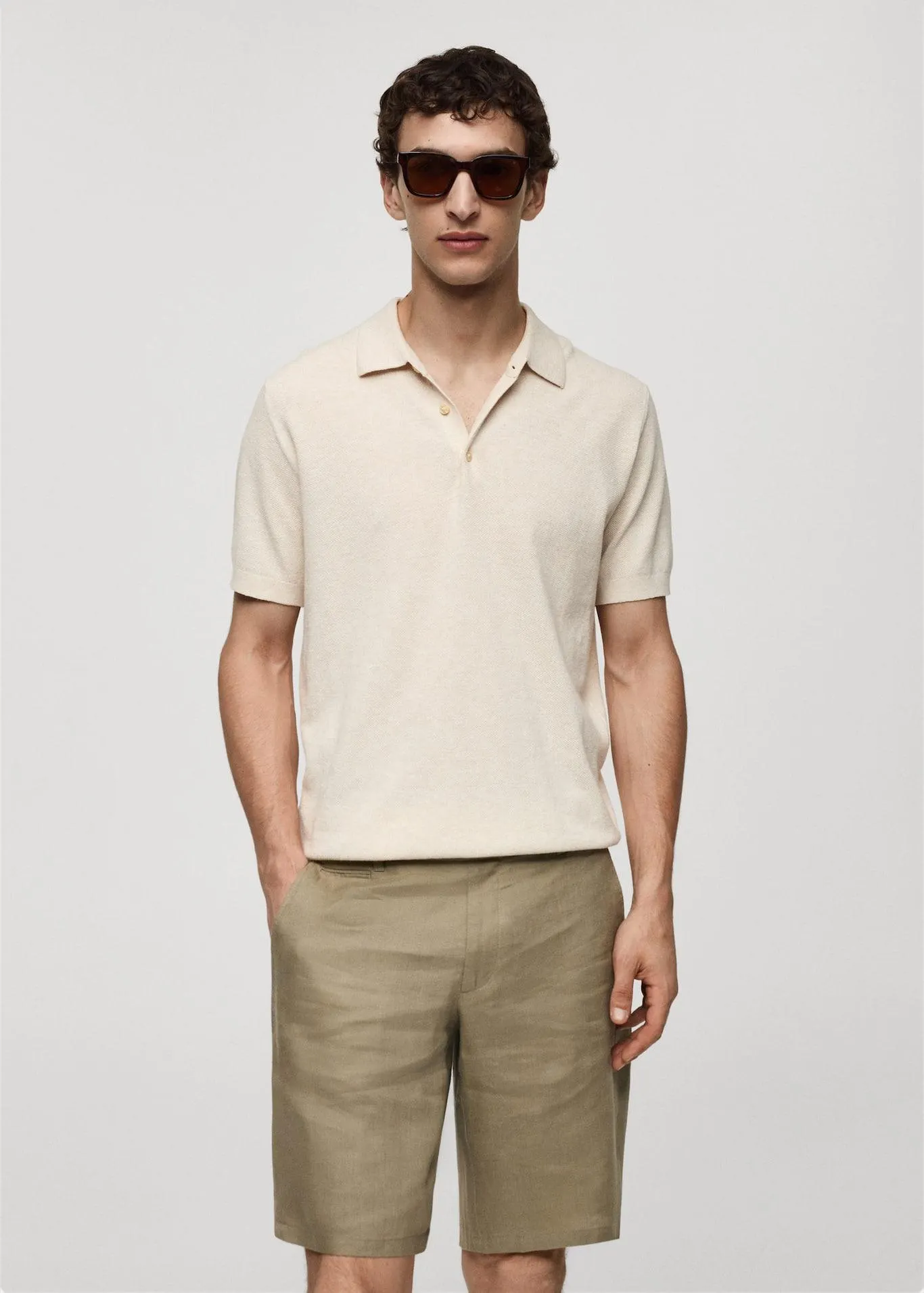 Short-sleeve knitted polo shirt