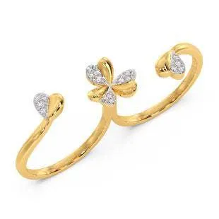 Pristine Floral Diamond Two Finger Ring