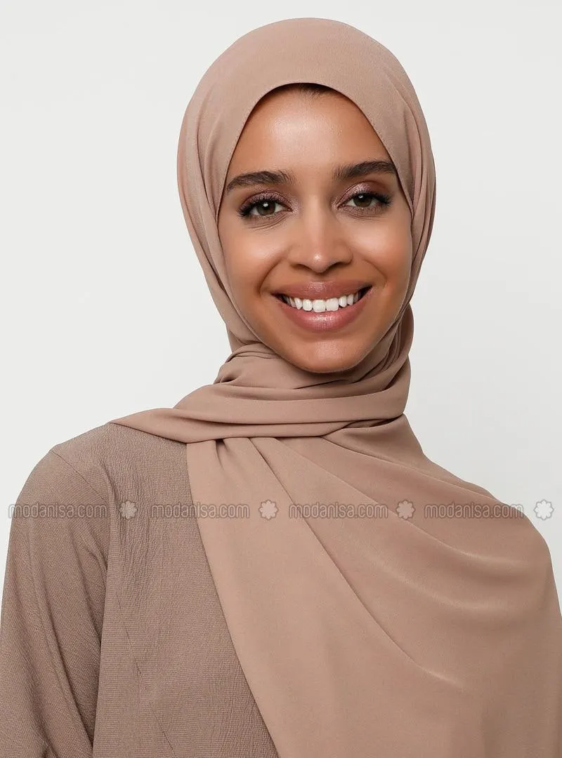 Crepe Shawl Milk Coffee Color