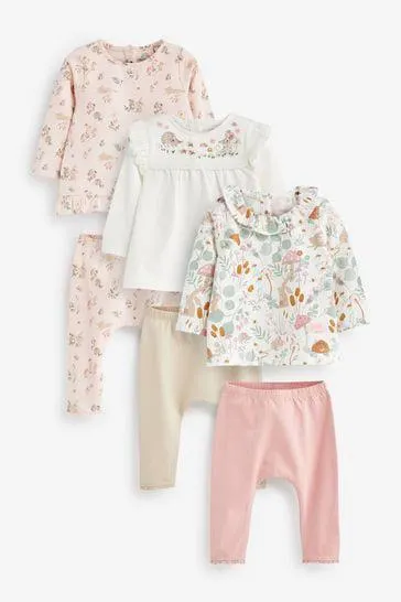 6 Piece Baby T-Shirts and Leggings Set