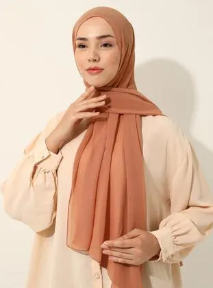 Tuva - Tan - Plain - Chiffon - Shawl - Tuva