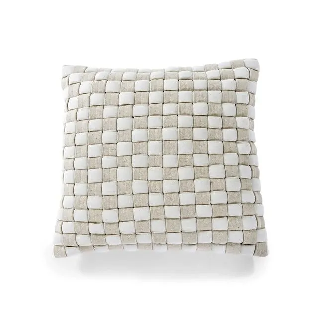 plorvis check filled cushion 45x45cm - natural