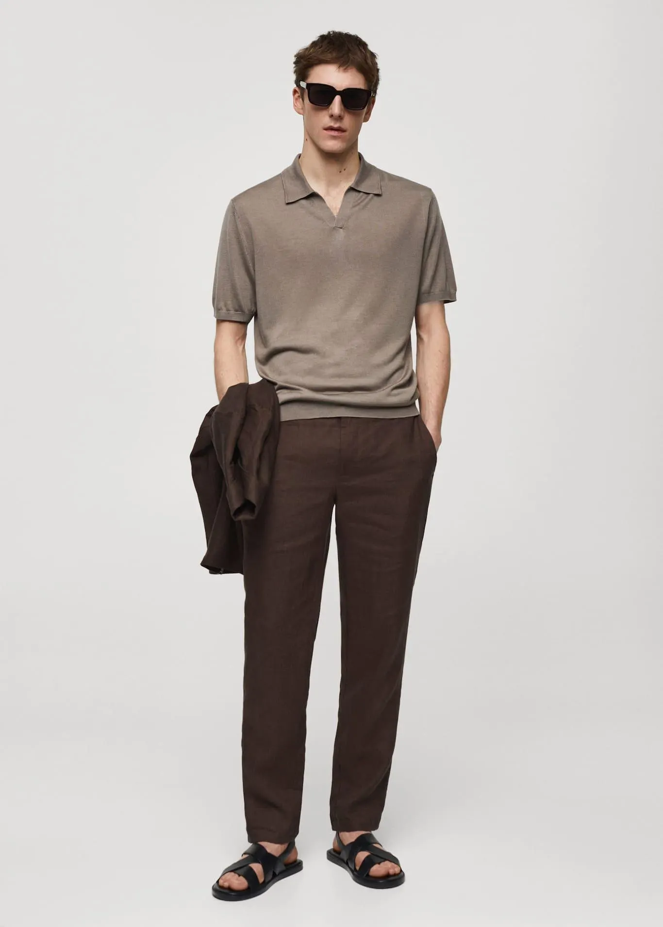 Short-sleeve knitted polo shirt