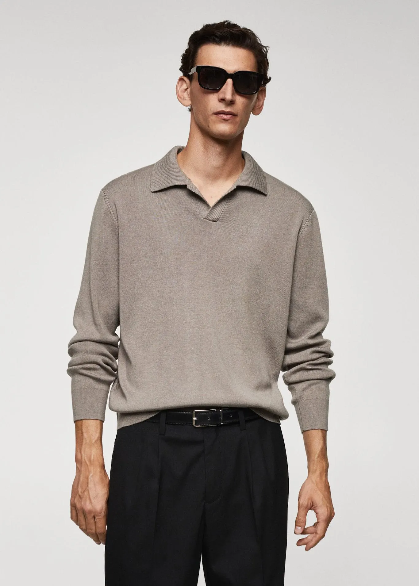 Polo collar wool sweater