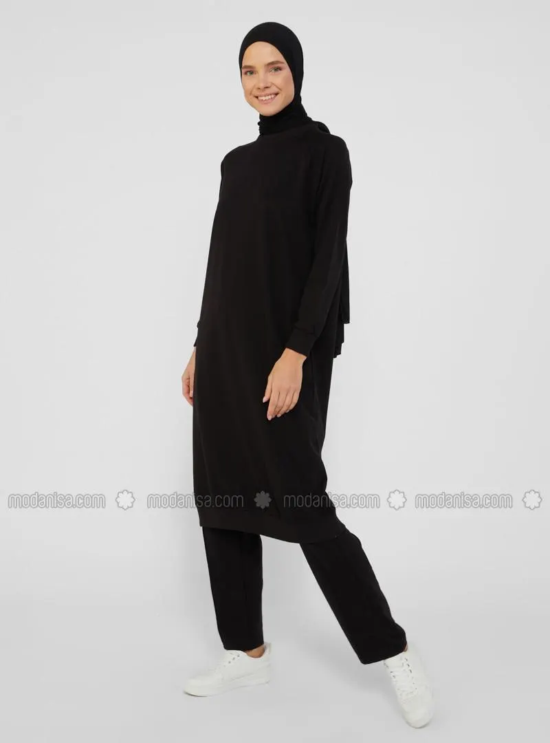 Black - Crew neck - - Sweat-shirt - Everyday Basic