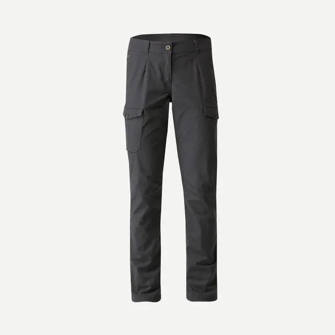 Women's Travel Trekking Cotton Cargo Trousers Travel 100 - grey